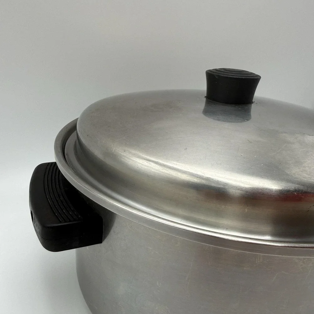 Vtg Lustre Craft Stainless Steel Stock Pot 6 Qt 18-8 3 PLY Dutch Oven W/ Lid